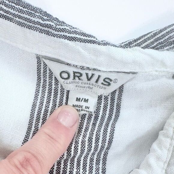 Orvis stripe cotton linen lightweight button down shirt M - Picture 6 of 10